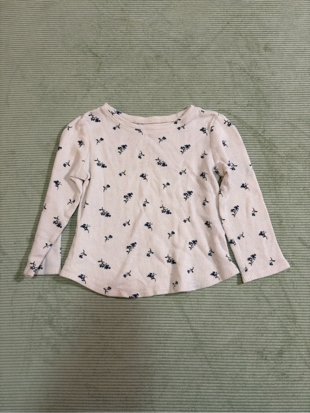 Old Navy Cream Long-Sleeve Top with Navy Floral Print